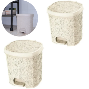 CESTO C/PEDAL 8LTS FLORAL PALHA (6PÇS)-UNINJET