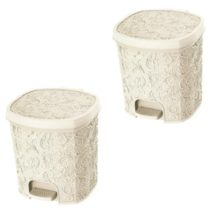 CESTO C/PEDAL 8LTS FLORAL PALHA (6PÇS)-UNINJET