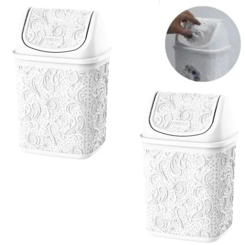 CESTO PIA 4,5LTS FLORAL BRANCO (6PÇS)-UNINJET