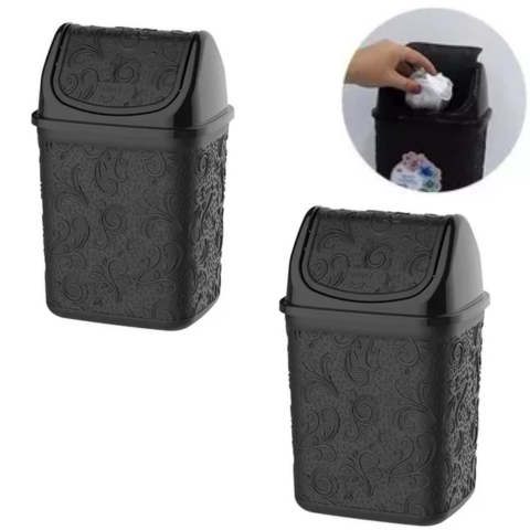 CESTO PIA 4,5LTS FLORAL PRETO (6PÇS)-UNINJET