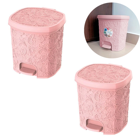 CESTO C/PEDAL 8LTS FLORAL ROSA (6PÇS)-UNINJET
