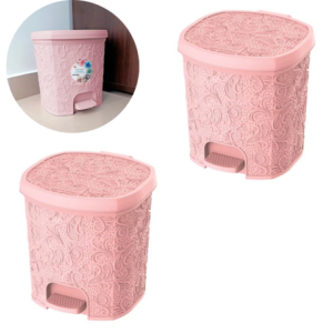 CESTO C/PEDAL 8LTS FLORAL ROSA (6PÇS)-UNINJET