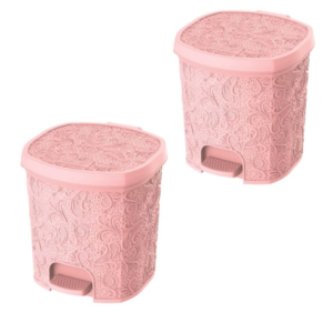 CESTO C/PEDAL 8LTS FLORAL ROSA (6PÇS)-UNINJET