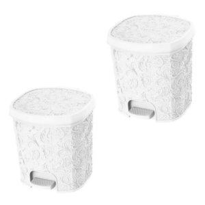 CESTO C/PEDAL 8LTS FLORAL BRANCO (6PÇS)-UNINJET