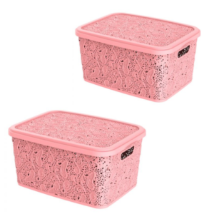 CESTO ORGANIZADOR 17LTS FLORAL ROSA (3PÇS)-UNINJET