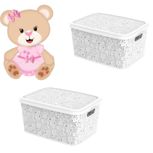CESTO ORGANIZADOR 5,5LTS FLORAL BRANCO (3PÇS)-UNINJET