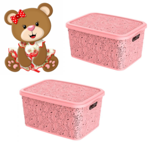 CESTO ORGANIZADOR 10LTS FLORAL ROSA (3PÇS)-UNINJET
