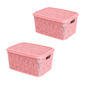 CESTO ORGANIZADOR 10LTS FLORAL ROSA (3PÇS)-UNINJET