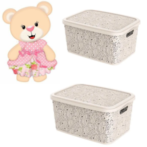 CESTO ORGANIZADOR 10LTS FLORAL PALHA (6PÇS)-UNINJET