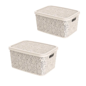 CESTO ORGANIZADOR 10LTS FLORAL PALHA (6PÇS)-UNINJET
