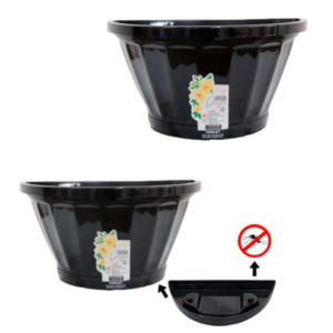 VASO DE PAREDE G C/PRATO PRETO (6PÇS)-UNINJET