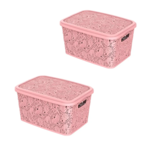 CESTO ORGANIZADOR 5,5LTS FLORAL ROSA (3PÇS)-UNINJET