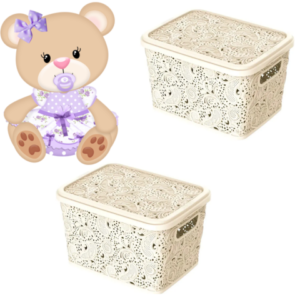 CESTO ORGANIZADOR 5,5LTS FLORAL PALHA (3PÇS)-UNINJET