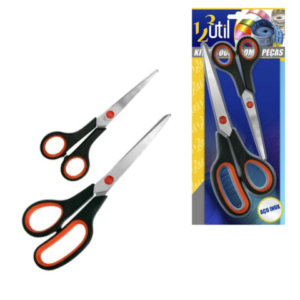 TESOURAS INOX 2PÇS PT FINA CABO PLÁSTICO 5,5″ E 8,5″(12KITS)-123ÚTIL