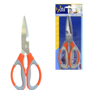 TESOURA DE METAL P/COZINHA CABO PLÁSTICO 22CM (12PÇS)-123ÚTIL