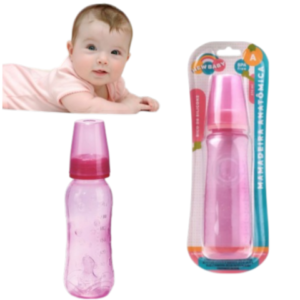 MAMADEIRA ANATÔMICA 270ML ROSA BICO ASSIMÉTRICO SILICONE (12PÇS)-NEW BABY