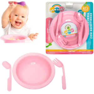 KIT REFEIÇÃO ROSA 3PÇS (12KITS)-NEW BABY