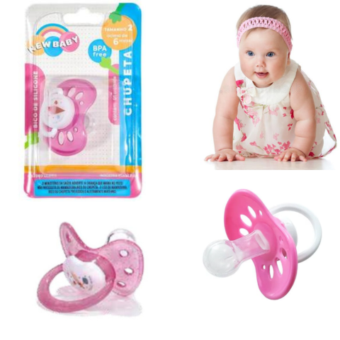 CHUPETA CONVENCIONAL SILICONE BORBOLETA ROSA BLISTER (24PÇS)-NEW BABY