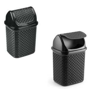 LIXEIRA DE PIA BASCULANTE RATTAN 4,5LTS PRETO (6PÇS)-NITRON