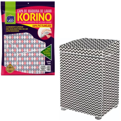 CAPA DE MÁQUINA LAVAR FLANELADA KORINO ESTAMPADA M (6PÇS)-PLASTLEO