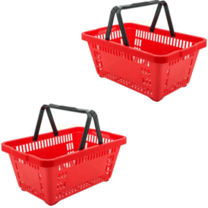 CESTA P/MERCADO VERMELHA C/ALÇA 21,4LTS (6PÇS)-PLASNEW