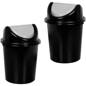CESTO FECHADO C/TP BASCULANTE 27LTS PRETO (6PÇS)-PLASNEW