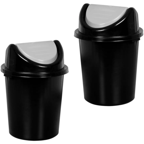 CESTO FECHADO C/TP BASCULANTE 27LTS PRETO (6PÇS)-PLASNEW