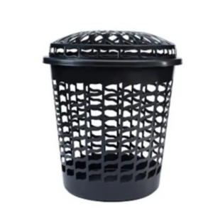 CESTO TELADO PRETO C/TAMPA 30LTS (6PÇS)-PLASNEW