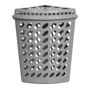 CESTO TELADO TRIANGULAR C/TAMPA 43,7LTS CINZA (6PÇS)-PLASNEW