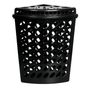 CESTO TELADO TRIANGULAR C/TAMPA 43,7LTS PRETO (6PÇS)-PLASNEW