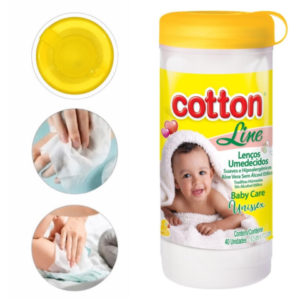 LENÇO BABY CARE UNISSEX POTE40 AMARELO (FD12)-COTTON LINE