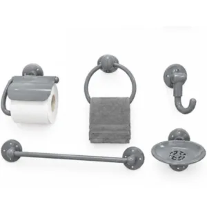 KIT ACESSÓRIOS BANHEIRO SOFT CINZA (6KITS)-METASUL
