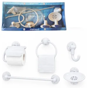 KIT ACESSÓRIOS BANHEIRO SOFT BRANCO (6KITS)-METASUL
