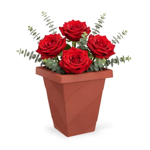 VASO ROMA QUADRADO PEQUENO TELHA 10,0LTS (6PÇS)-INJEPLASTEC