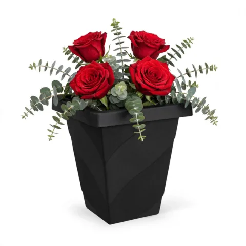 VASO ROMA QUADRADO PEQUENO PRETO 10,0LTS (6PÇS)-INJEPLASTEC