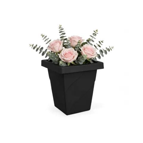 VASO ROMA QUADRADO MINI PRETO 2,5LTS (12PÇS)-INJEPLASTEC