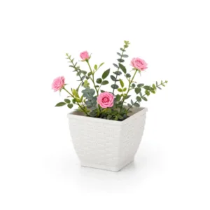 VASO CACHEPO RATTAN M2 QUAD.BRANCO (12PÇS)-INJEPLASTEC