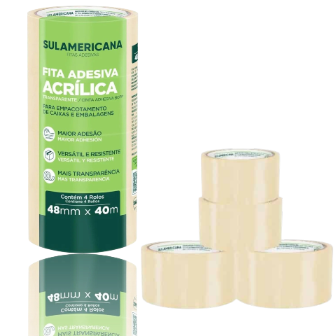 FITA ADESIVA ACRILICA TRANSPARENTE 48MM X 40M (CX120)-SULAMERICANA