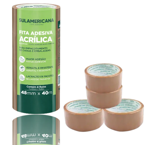 FITA ADESIVA ACRILICA MARROM 48MM X 40M (CX120)-SULAMERICANA