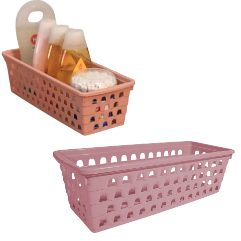 CESTO MULTIUSO RETANGULAR COMPRIDO ROSA (12PÇS)-UNINJET