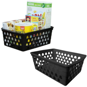 CESTO MULTIUSO EXTRA GRANDE RETANGULAR ALTO PRETO (12PÇS)-UNINJET