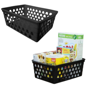 CESTO MULTIUSO EXTRA GRANDE RETANGULAR ALTO PRETO (12PÇS)-UNINJET
