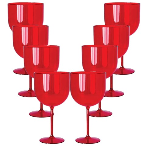 TAÇA GIN 500ML VERMELHO (12PÇS)-OLDANIPLAST