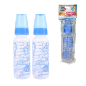 MAMADEIRA PLUS DECORADA 240ML CONVENCIONAL PVC AZUL (12PÇS)-NEW BABY