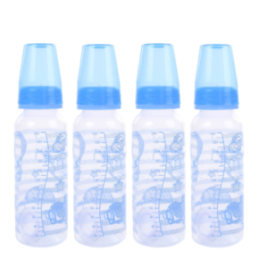 MAMADEIRA PLUS DECORADA 240ML CONVENCIONAL PVC AZUL (12PÇS)-NEW BABY