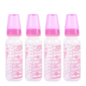 MAMADEIRA PLUS DECORADA 240ML CONVENCIONAL PVC ROSA (12PÇS)-NEW BABY