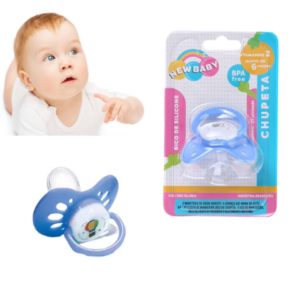 CHUPETA CONVENCIONAL SILICONE BORBOLETA AZUL BLISTER (24PÇS)-NEW BABY