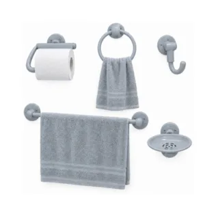 KIT ACESSÓRIOS BANHEIRO PLUS CINZA (6KITS)-METASUL
